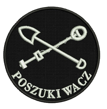 Naszywka haftowana - POSZUKIWACZ - detektor i szpadel 10x10 cm