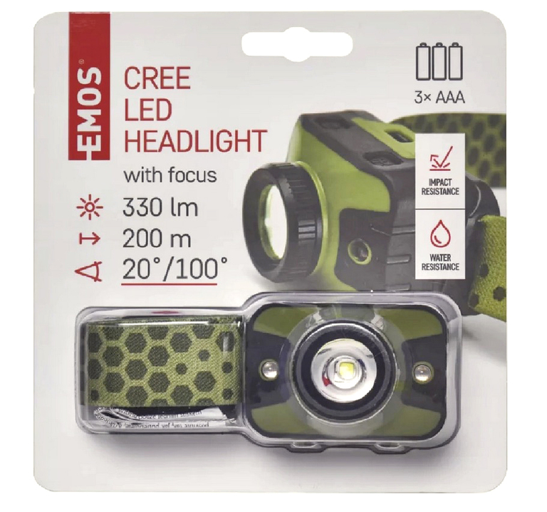 Latarka czołowa EMOS P3539 - LED CREE 330 lm, 200m 3x AAA z zoomem (4)