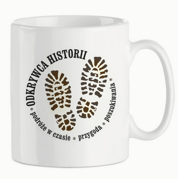Kubek ceramiczny o pojemnoiści 330 ml  z serii Odkrywca Historii - biały